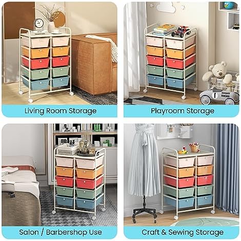 Giantex 10 Drawers Rolling Cart, Classroom Organizers, Storage Cart with Wheels, for Teacher Office Home School Supplies Tool Craft Art Paper, Multicolor - Image 5