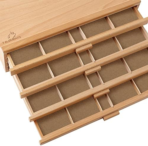 7 Elements 4 Drawer Wooden Artist Storage Supply Box for Pastels, Pencils, Pens, Markers, Brushes and Tools - Image 7