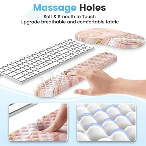 HAOCOO Ergonomic Keyboard Wrist Rest & Mouse Pad Set, Rose Gold Pink - Image 3