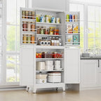 White Kitchen Pantry Storage Cabinet, 75" Metal Storage Cabinet by RISTERN
