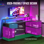 OLIXIS 47 Inch L Shaped Gaming Desk with LED Lights, Storage Shelves - Image 6