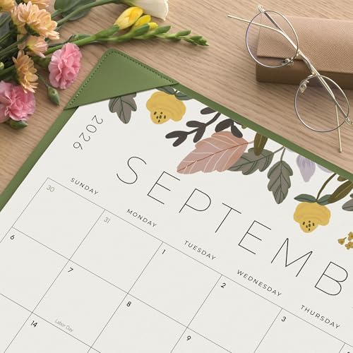 Desk Calendar 2027 with Desktop Mat, Cabbrix Large Desk Pad Calendar 22 x 17 Inch 18 Months Runs From January 2027 to June 2028, Floral Design Calendar 2027 for Home School and Office (Green) - Image 3