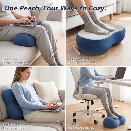Foot Rest Under Desk, Memory Foam Ergonomic Foot Stool, Navy Blue - Image 6