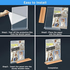 Kersally Acrylic Sign Holder 8.5 x 11, 3 Pack Double-Sided Clear Table Display Stands with Wood Base,Vertical Acrylic Frame Menu Flyer Paper Holder for Stores, Restaurants, Hotels, Office, Show Fair - Image 6