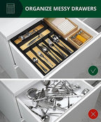 ROYAL CRAFT WOOD Luxury Bamboo Kitchen Drawer Organizer - Silverware Organizer - Utensil Holder and Cutlery Tray with Grooved Drawer Dividers for Flatware and Kitchen Utensils (7 Slot) - Image 5