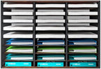 Mail Sorter - Adjustable Mail Holder, Countertop Literature Organizer, Student Mailbox for Classroom, Desktop Bill Paper Organizer for Office & Home, 27 Compartments, Brown - Image 2