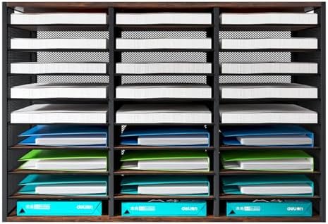 Mail Sorter - Adjustable Mail Holder, Countertop Literature Organizer, Student Mailbox for Classroom, Desktop Bill Paper Organizer for Office & Home, 27 Compartments, Brown - Image 2