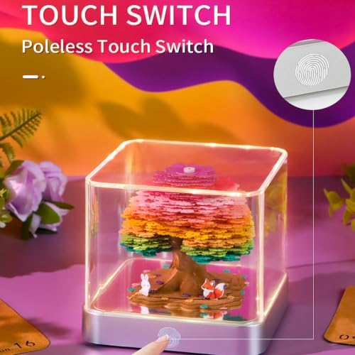 3D Memo Pad Time Piece Calendar 2027, 3D Tear-Off Art Desk Calendar 2027, Creative 3D Memo Pad Paper Art Tree House DIY Paper Carving Decoration (Rainbow Tree) - Image 3