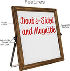 Excello Global Products Rustic Double Sided 11" x 11" Whiteboard: Reversible, Double Sided, Dry Erase, Magnetic, Small, Portable, Table Top Easel Board with Stand and Wooden Frame - Image 2