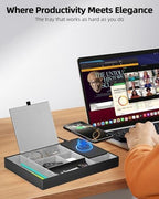 Leather Valet Tray with Wireless Charging Pad - Luxury EDC Nightstand Organizer for Men - Premium Desk Tray for Phone, Watch, Glasses & Keys - Sleek Office Desk Accessories & Gift for Him (Black) - Image 3