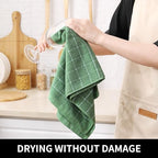 Homaxy Cotton Terry Kitchen Towels and Dishcloths Set of 10, Grass Green - Image 5