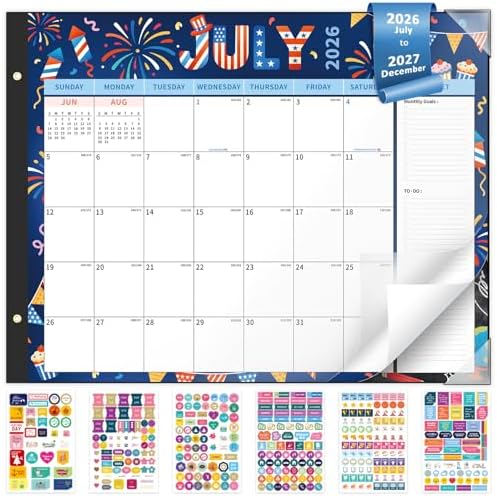 Ospelelf Desk Calendar 2026-2027 Large 22"x17" Monthly Family Planner Pad with Protective Cover 18 Months Use July 2026 to December 2027 Season by OspelelfOfficeSupplies