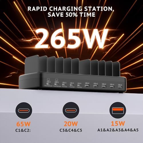 Charging Station for Multiple Devices, Adjustable Dividers Charger Dock - Image 2