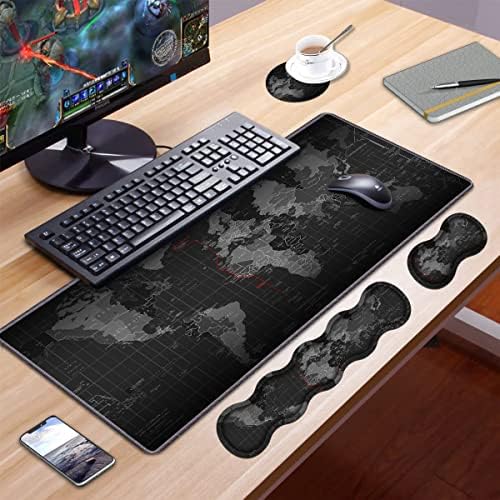 Ergonomic Keyboard Wrist Rest & Mouse Pad Wrist Rest Set, Large XXL Gaming Mousepad 31.5"x 11.8", Memory Foam, Easy Typing Pain Relief, Multifunctional Desk Mat for Office & Home, World Map Pattern - Image 7