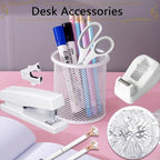 Office Supplies,Desk Accessories, Stapler and Tape Dispenser Set for Women with Stapler, Tape Dispenser, Staple Remover, Staples, Clips, Scissor and Tabs,Gift for Students, Coworkers - Image 7