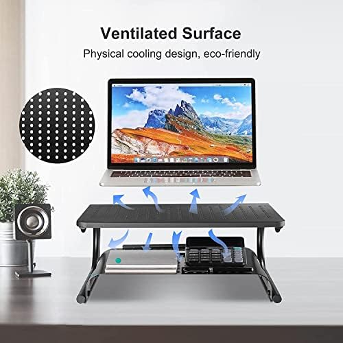 suptek Double-Deck Desk Monitor Stand Riser for Computer,Laptop,Printer, Notebook and All Flat Screen Display with Vented Metal Platform and 4 Inches Height Underneath Storage (MST002) - Image 4