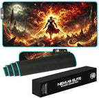 RGB Gaming Mouse Pad Large Extended Desk Mat 35.4x15.7in XXL XXXL Mousepad LED Light Up Keyboard Mat PC Gamer Desk Pad Gaming Accessories Extra Big Mouse Mat for Desk - Hellfire Crusader by NexusElite