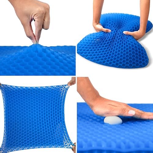 EcoNour Gel Seat Cushion for Long Sitting – Blue | Double-Layer Honeycomb Gel Cushion for Office Chair, Car & Wheelchair | Pain Relief for Tailbone, Sciatica & Back Support - Image 6