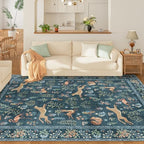DUKINO 6x9 Area Rug, Washable Animal Living Room Rug Non Slip, Blue - Image 3