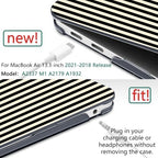 DONGKE Case for MacBook Air 13 Inch (2021-2018 Models A2337 M1/A2179/A1932), Black & Cream Stripes Hard Shell Case with Keyboard Protector, Compatible with Retina Display and Touch ID - Image 3