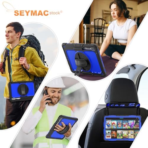SEYMAC stock Case for Samsung Galaxy Tab S10 Ultra / S9 Ultra Tablet Case 14.6'' Protective with Screen Protector, Pen Holder, 360 Rotate Stand, Hand Strap, Shoulder Strap, Blue1 - Image 5