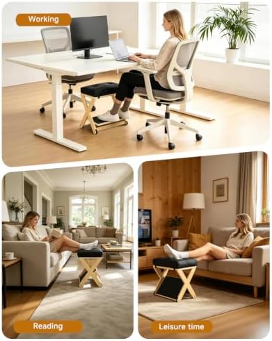 Adjustable Height Foot Rest Under Desk at Work, Solid Wood 4 Step Footrest - Image 7