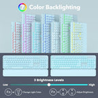 Wireless Keyboard and Mouse Combo, Backlit Round Keycaps, Glowing Blue - Image 2