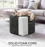 Hobestluk Square Boucle Pouf Ottoman Foot Rest Stool for Living Room Couch - Image 2