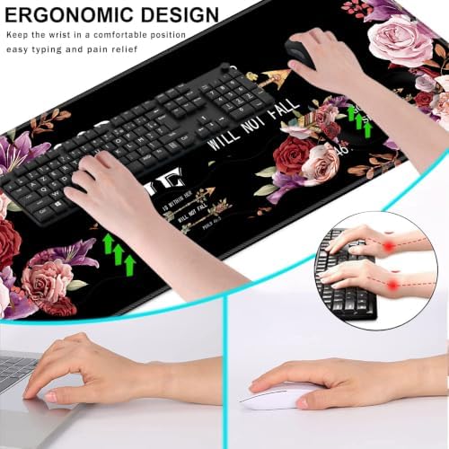 Keyboard Wrist Rest and Mouse Pad with Wrist Support Set Ergonomic Coaster,Memory Foam,Easy Typing Pain Relief,Large XL Desk Mat 31.5"x 11.8",Flower Bible Verse Psalm 46-5 - Image 6