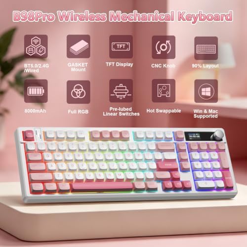 BlueFinger Wireless Gaming Keyboard Pink Creamy Keyboard with Number Pad - Image 2