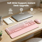 Wireless Keyboard and Mouse Combo, Magnetic Soft-Touch Wrist Rest, Pink - Image 2
