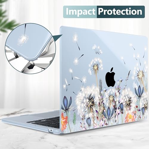 DONGKE for MacBook Air 13 Inch Case M5 2026 M4 2025 M3 M2 2024-2022 A3449 A3240 A3113 A2681, Plastic Hard Shell & Keyboard Cover & Screen Film for MacBook Air 13.6 Inch Case - Dandelion - Image 6