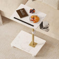 TV Tray Table, Adjustable Dinner Trays for Eating Table, 360° Swivel & Sofa Armrest End Side Table, C Shaped Couch Snack Table for Bedroom, Living Room, Small Space(White+Gold) by Katrawu
