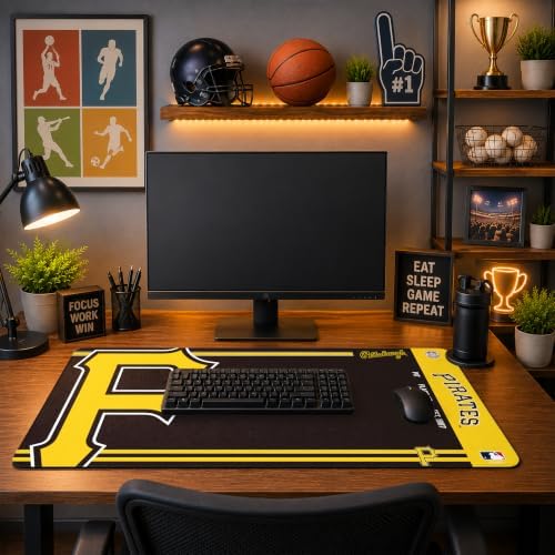 SOAR MLB Official Established Primary Logo Wordmark Home Office Desk Pad Mouse Pad Mat 35" x 16" (Pittsburgh Pirates, Pittsburgh Pirates) - Image 3