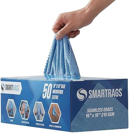 Arkwright Smart Rags Microfiber Cleaning Cloths, Pack of 50 in a Box, Lint Free 215 GSM Reusable Towels for Auto, Office and Household Cleaning, 16 x 16 in, Blue - Image 4