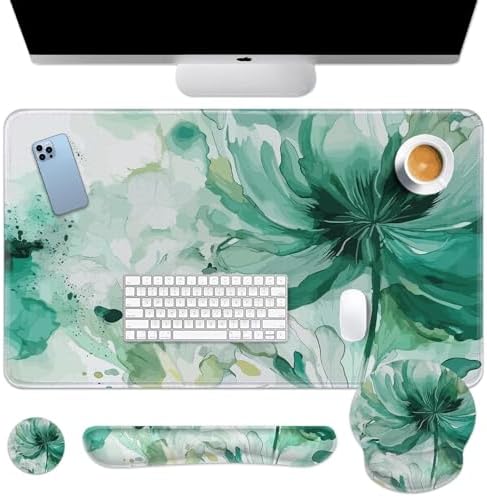 Britimes Keyboard Mouse Pad Set, 4 in 1 Desk Mat Set, Colorful Floral by Britimes