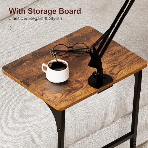 Floor Kindle Tablet iPad Stand with C-Shaped Side Table, Angle Height Adjustable iPad Tablet Kindle Holder for Bed with 360-Degree Rotating Wheels, Compatible with 4.7"-13" Kindle Cell Phone iPhone - Image 7