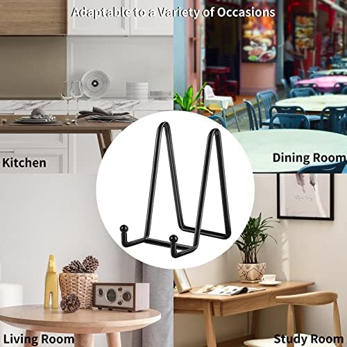 Decolore 6 Inch 5 Pack Black Metal Display Stands Plate Holder Display Stands for Picture, Decorative Plate, Book, Photo Easel, Artistic Work - Image 4