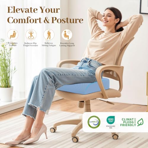 TranquilRelax XL Memory Foam Seat Cushion for Office Chair, 3.35-Inch, Light Blue - Image 7