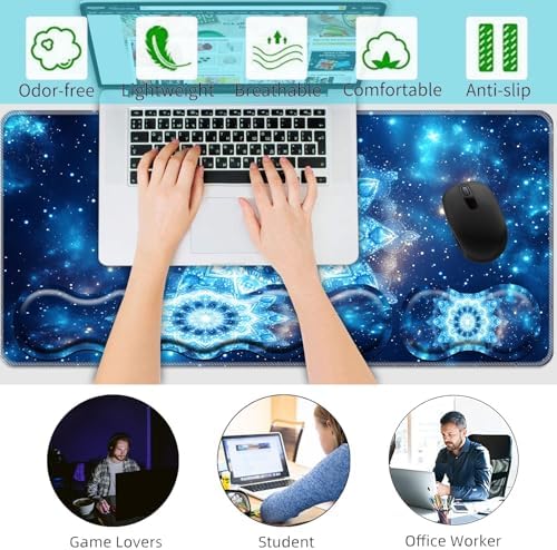 Keyboard Wrist Rest+Mouse Wrist Pad+Desk Pad Set,Memory Foam Ergonomic Easy Typing Pain Relief for Computer Laptop Office Home - Starry Sky Mandala - Image 6