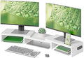 BONTEC Dual Monitor Stand Riser, Adjustable Length & Swivel Angle, White by BONTEC