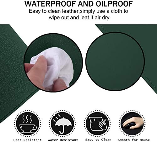 Desk Mat, Waterproof Desk Pad Protector, Eco-Friendly Natural Cork & Leather Double-Sided Office Desk Mat Mouse Pad, Smooth Surface Soft Desk Writing Mat for Office Home Work Game (Green, 35x18Inch) - Image 4