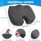 TushGuard Seat Cushion - for Office Chair, Car Seat, Airplane, Bleacher - Sciatica & Coccyx Pain Relief Desk Chair Cushion for Long Sitting Office Workers, Car Drivers(Grey, XX-Large) - Image 2