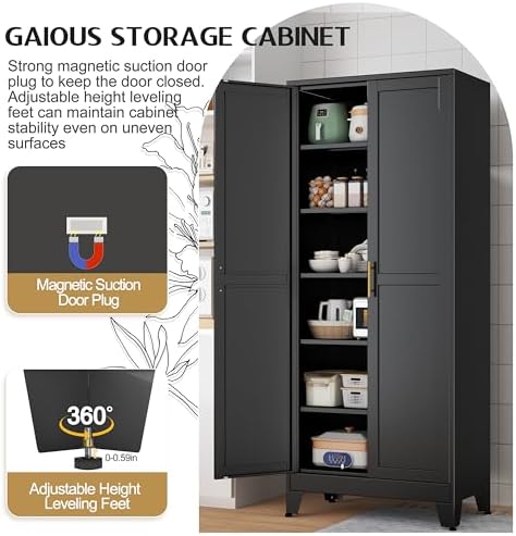 GAIOUS 75.2" Tall Storage Cabinet,Metal Pantry Storage Cabinets with 2 Door - Image 5