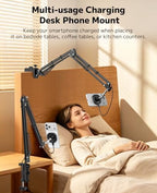 VRIG Magnetic Wireless Charger Phone Holder for Bed Desk, Flexible Articulating Table Mount, Overhead Stand Compatible with iPhone 17/16/15/14, Great for Video Recording, Zoom Meeting, Live Streaming - Image 6