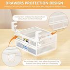 Sliding Under Desk Drawer Organizer No Drilling 2 Drawers Slide Out Desktop Or Under Table Storage Metal Clamp On Desk Drawer Attachment Small Desktop Organizer for Home & Office, White - Image 4