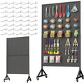Metal Pegboard Display Stand 3 x 5.5 Feet, Adjustable Height with 40 Peg Board Hooks and Wheels, Pegboard Display Rack, Craft Display Rack, Retail Display Rack, Garage Peg Board by GIKLUX