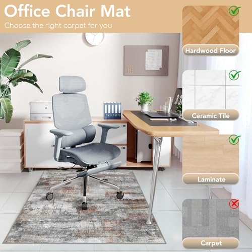 Office Chair Mat for Hardwood Floor&Tile Floor,36"X 48"-Abstract Grey - Image 3