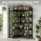 GTPLAYER 5-Tier Corner Bookshelf, L-Shaped Metal Frame Shelf with Tall 14" Shelves, Plant Stand and Storage Rack for Small Spaces, Living Room and Home Office, Black - Image 3