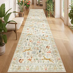 DUKINO 3x12 Runner Rug for Hallway, Washable Animal Rug for Kitchen, Beige by DUKINO